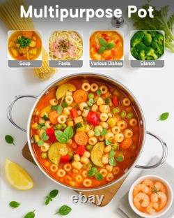Casserole en acier inoxydable Cooks Standard de 8 pintes avec couvercle en verre, grande cocotte hollandaise