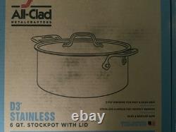 Casserole en acier inoxydable D5 de 6 quarts avec couvercle NEUVE dans sa boîte