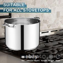 Casserole en acier inoxydable E-far de 24 quarts avec couvercle pour plaque à induction