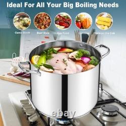 Casserole en acier inoxydable E-far de 24 quarts avec couvercle pour plaque à induction