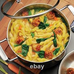 Casserole en acier inoxydable à triple épaisseur de 8 pintes avec couvercle en verre, marmite de 8 pintes