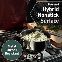 Casserole en acier inoxydable antiadhésive de 3 quart polyvalente, compatible lave-vaisselle et four