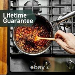 Casserole en acier inoxydable antiadhésive de 3 quart polyvalente, compatible lave-vaisselle et four