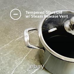 Casserole en acier inoxydable antiadhésive de 7,9 quarts, compatible avec l'induction, pot à soupe.