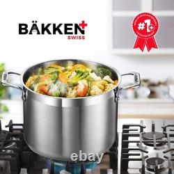 Casserole en acier inoxydable avec couvercle 8 quarts, acier inoxydable 18/8 durable