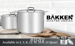 Casserole en acier inoxydable avec couvercle 8 quarts, acier inoxydable 18/8 durable