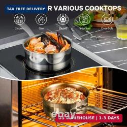Casserole en acier inoxydable de 1 quart avec couvercle, casserole hybride antiadhésive de 6 pouces, petite