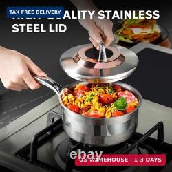 Casserole en acier inoxydable de 1 quart avec couvercle, casserole hybride antiadhésive de 6 pouces, petite