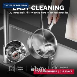 Casserole en acier inoxydable de 1 quart avec couvercle, casserole hybride antiadhésive de 6 pouces, petite