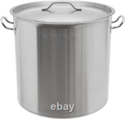 Casserole en acier inoxydable de 100 quarts avec couvercle, pot en acier robuste pour soupe