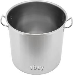 Casserole en acier inoxydable de 100 quarts avec couvercle, pot en acier robuste pour soupe