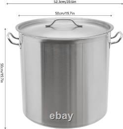 Casserole en acier inoxydable de 100 quarts avec couvercle, pot en acier robuste pour soupe