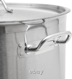 Casserole en acier inoxydable de 100 quarts avec couvercle, pot en acier robuste pour soupe
