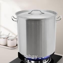Casserole en acier inoxydable de 100 quarts avec couvercle, pot en acier robuste pour soupe