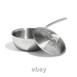 Casserole en acier inoxydable de 2 quarts, poêle à sauce 5 plis, 2 quarts.