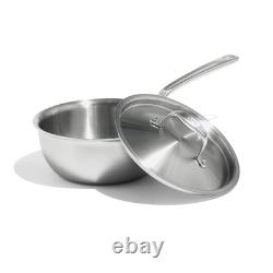 Casserole en acier inoxydable de 2 quarts, poêle à sauce 5 plis, 2 quarts.