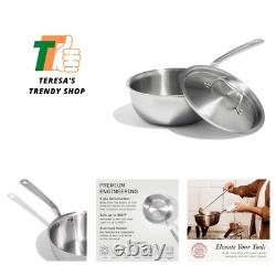 Casserole en acier inoxydable de 2 quarts, poêle saucière en acier inoxydable à 5 couches, professionnelle