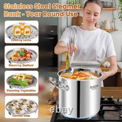 Casserole en acier inoxydable de 20 quart avec couvercle, grande casserole à induction pour soupe avec support Casserole en acier inoxydable de 20 quart avec couvercle, grande casserole à induction pour soupe avec support