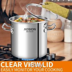 Casserole en acier inoxydable de 20 quart avec couvercle, grande casserole à induction pour soupe avec support Casserole en acier inoxydable de 20 quart avec couvercle, grande casserole à induction pour soupe avec support