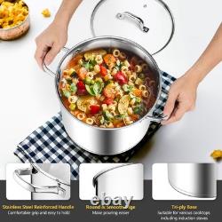 Casserole en acier inoxydable de 20 quarts avec couvercle, batterie de cuisine robuste à induction, Cann
