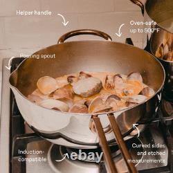 Casserole en acier inoxydable de 3 quarts avec couvercle compatible avec toutes les cuisinières