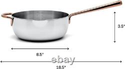 Casserole en acier inoxydable de 3 quarts avec couvercle compatible avec toutes les cuisinières