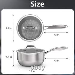 Casserole en acier inoxydable de 3 quarts, casserole antiadhésive, casserole en céramique avec thermomètre