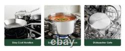 Casserole en acier inoxydable de 4 quarts avec couvercle, entièrement revêtue à trois couches, marmite/casserole