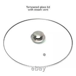 Casserole en acier inoxydable de 5 quarts avec couvercle en verre
