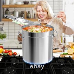 Casserole en acier inoxydable de 53 litres avec couvercle et passoire pour cuisson en extérieur