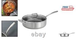Casserole en acier inoxydable de 6 quarts avec couvercle en verre fabriquée au Brésil