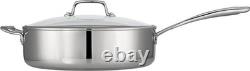 Casserole en acier inoxydable de 6 quarts avec couvercle en verre fabriquée au Brésil