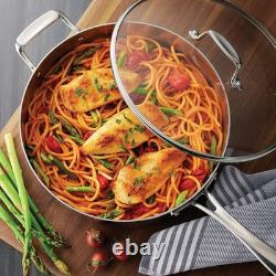 Casserole en acier inoxydable de 6 quarts avec couvercle en verre fabriquée au Brésil