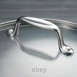 Casserole en acier inoxydable de 6 quarts avec couvercle en verre fabriquée au Brésil