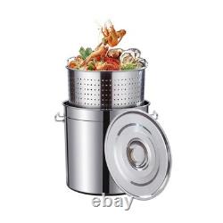 Casserole en acier inoxydable de 80 quarts avec couvercle, cuisson de crabes, homards et crevettes