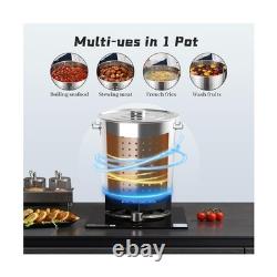 Casserole en acier inoxydable de 80 quarts avec couvercle, cuisson de crabes, homards et crevettes