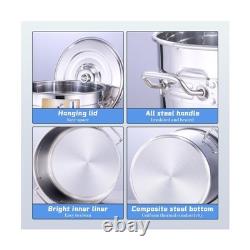 Casserole en acier inoxydable de 80 quarts avec couvercle, cuisson de crabes, homards et crevettes