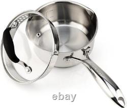 Casserole en acier inoxydable durable de 1,5 quart avec couvercle incassable pour une cuisson en toute sécurité