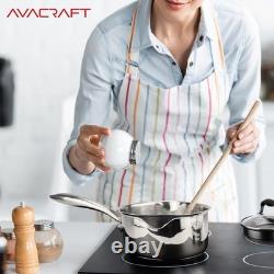 Casserole en acier inoxydable durable de 1,5 quart avec couvercle incassable pour une cuisson en toute sécurité