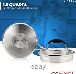 Casserole en acier inoxydable durable de 1,5 quart avec couvercle incassable pour une cuisson en toute sécurité