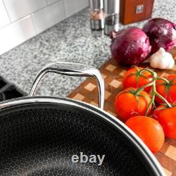 Casserole en acier inoxydable hybride hexagonale de 6,0 quart avec couvercle