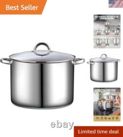 Casserole en acier inoxydable poli de 16 litres avec couvercle en verre pour une cuisson sans effort