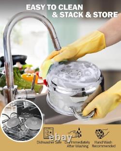 Casserole en acier inoxydable poli de 16 litres avec couvercle en verre pour une cuisson sans effort