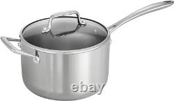 Casserole ergonomique en acier inoxydable de 4 quarts avec couvercle en verre transparent fabriquée au Brésil