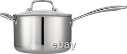 Casserole ergonomique en acier inoxydable de 4 quarts avec couvercle en verre transparent fabriquée au Brésil