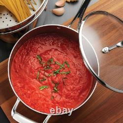 Casserole ergonomique en acier inoxydable de 4 quarts avec couvercle en verre transparent fabriquée au Brésil