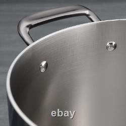 Casserole ergonomique en acier inoxydable de 4 quarts avec couvercle en verre transparent fabriquée au Brésil