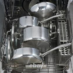Casserole ergonomique en acier inoxydable de 4 quarts avec couvercle en verre transparent fabriquée au Brésil