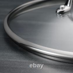 Casserole ergonomique en acier inoxydable de 4 quarts avec couvercle en verre transparent fabriquée au Brésil