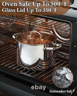 Casserole induction premium de 7 quarts en acier inoxydable tri-ply avec poignées froides